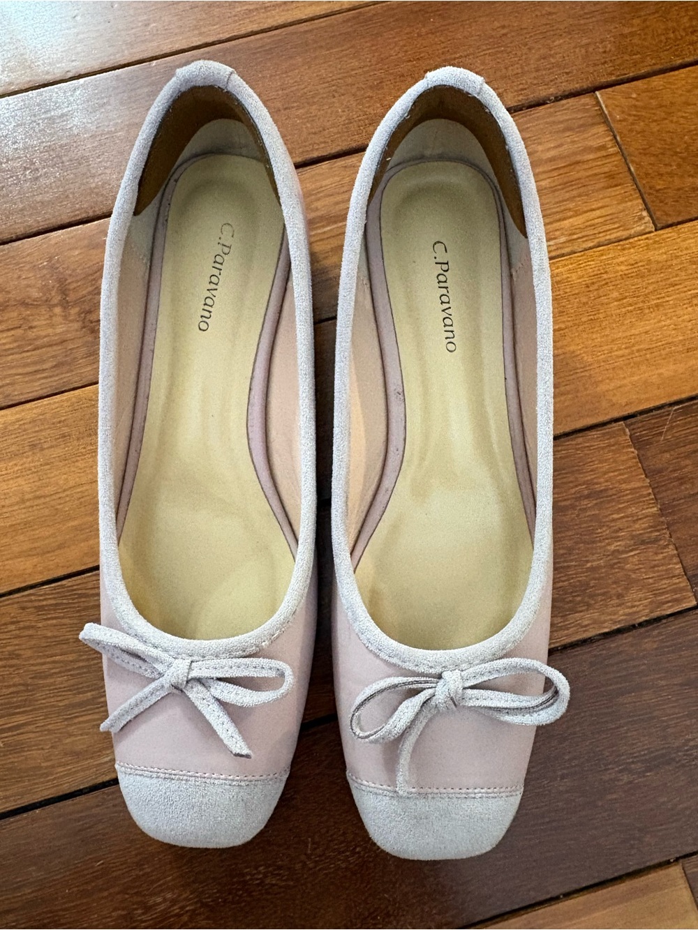 C. Paravano Blush Pink Bow Ballet Flats